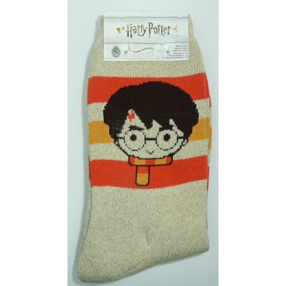 Thick Harry Potter Chibi Crew Socks 2 Pair Pack Hedwig Gryffindor Lightning Scar